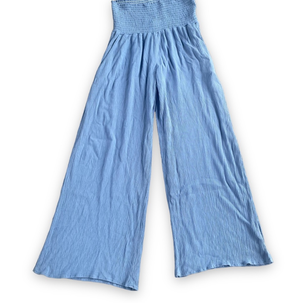 Final Touch Periwinkle Blue Gauze Wideleg Trousers Sz M Lagenlook Y2K
